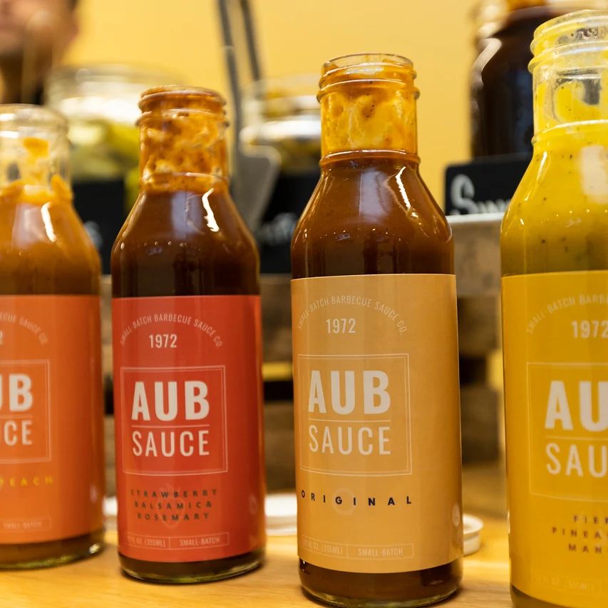 the four varieties of Aubsauce small batch barbecue sauce