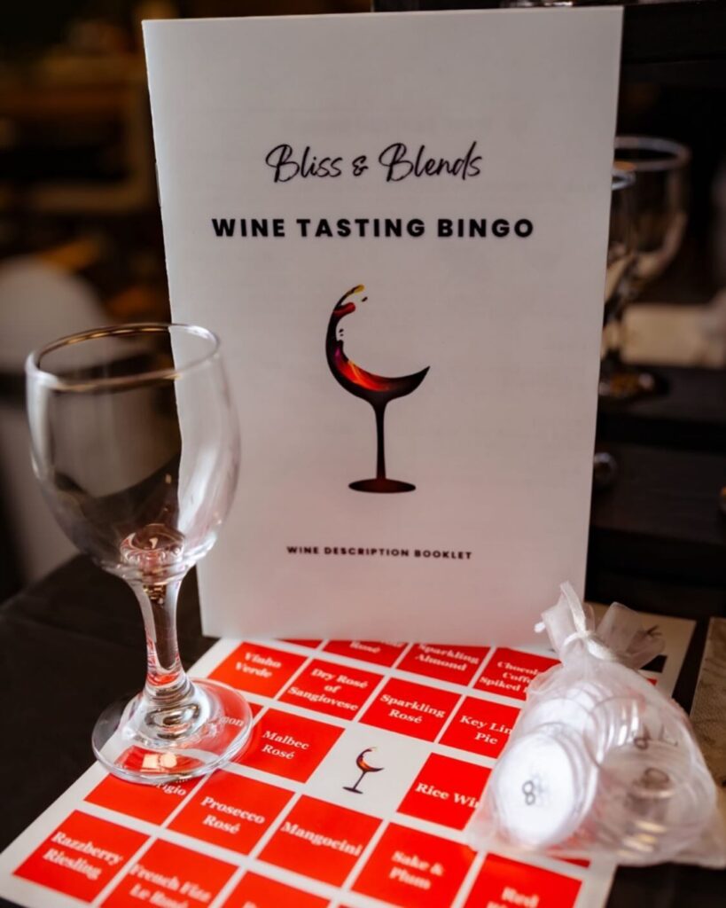 wine and bingo courtesy of bliss and blends