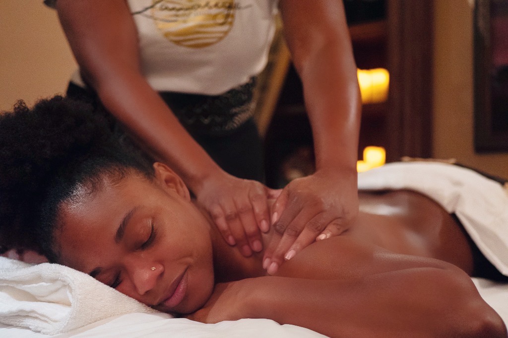 A woman gets a massage at Zamariya Spa of Africa