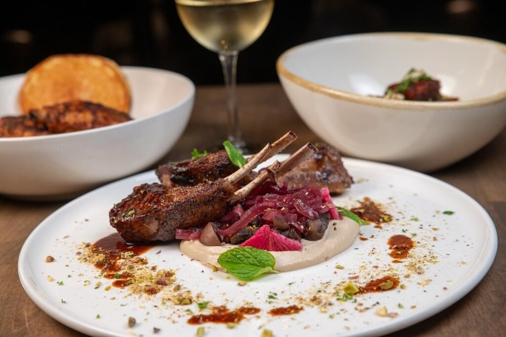 Lambchops and white wine at Black Walnut in Oklahoma City